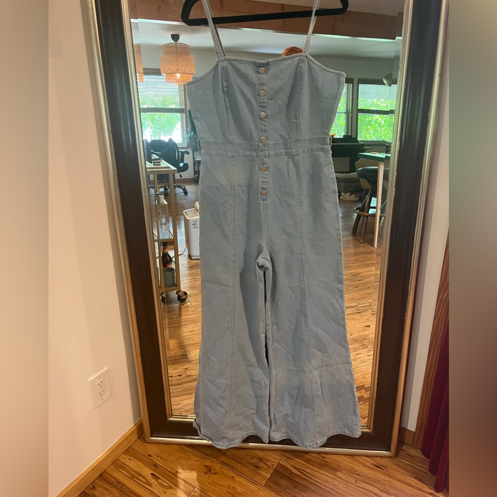 Fashion Nova Light Blue Denim Jumpsuit